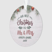 Onze eerste Kerstmis als de heer en mevrouw Floral Ornament (voorkant)