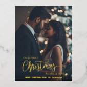 Onze eerste Kerstmis als de heer en mevrouw. Folie Feestdagen Briefkaart (Voorkant)