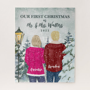 Onze eerste Kerstmis als de heer en mevrouw getrou Legpuzzel