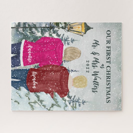 Onze eerste Kerstmis als de heer en mevrouw getrou Legpuzzel (Horizontaal)