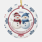 Onze eerste Kerstmis als de heer en mevrouw. Keramisch Ornament (Voorkant)