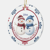 Onze eerste Kerstmis als de heer en mevrouw. Keramisch Ornament (Links)