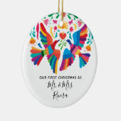 Onze eerste Kerstmis als de heer en mevrouw. Keramisch Ornament (Rechts)