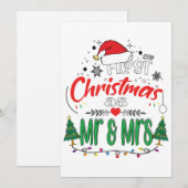 Onze eerste Kerstmis als de heer en mevrouw Matchi Feestdagenkaart (Voorkant / Achterkant)