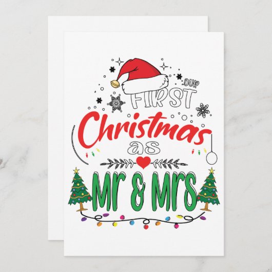 Onze eerste Kerstmis als de heer en mevrouw Matchi Feestdagenkaart (Voorkant / Achterkant)