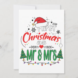 Onze eerste Kerstmis als de heer en mevrouw Matchi Feestdagenkaart