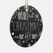 Onze eerste Kerstmis als de heer en mevrouw Orname Keramisch Ornament (Rechts)