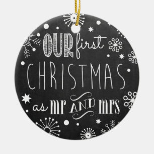 Onze eerste Kerstmis als de heer en mevrouw Orname Keramisch Ornament