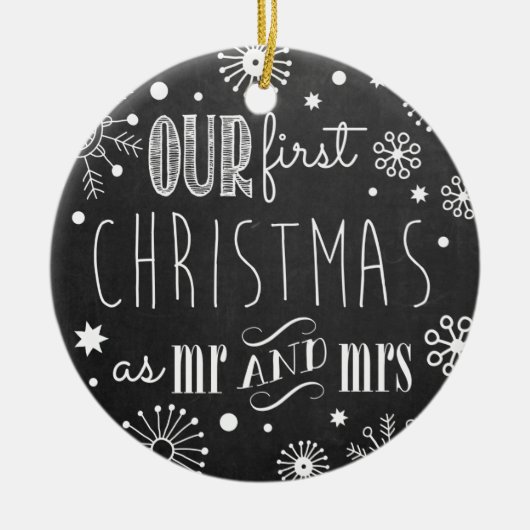 Onze eerste Kerstmis als de heer en mevrouw Orname Keramisch Ornament (Voorkant)