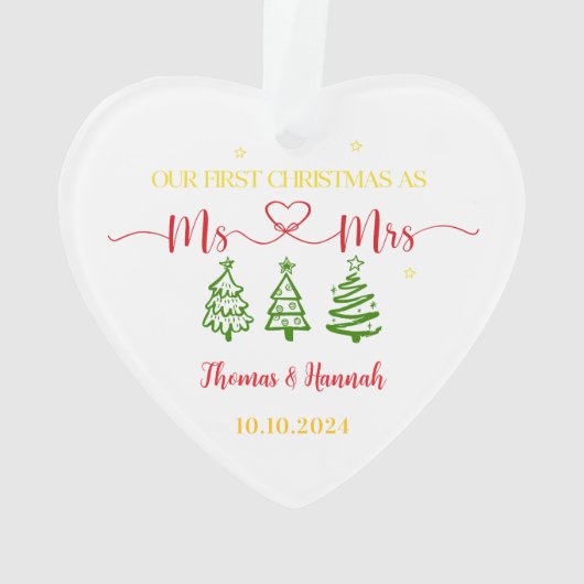 Onze eerste Kerstmis als de heer en mevrouw. Ornament (achterkant)