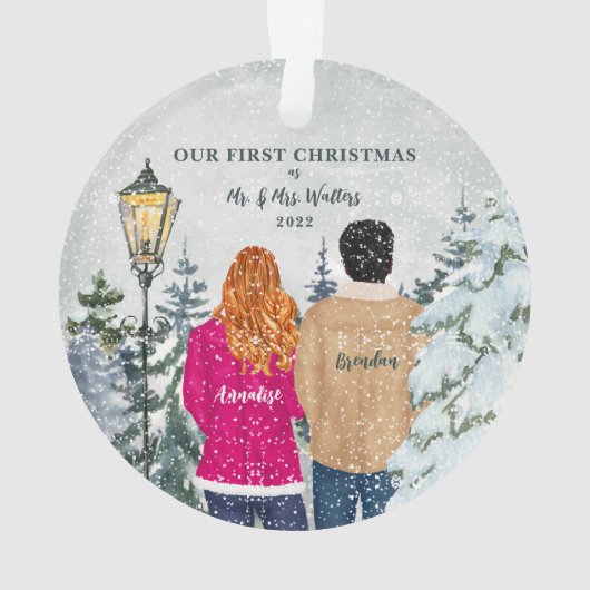 Onze eerste Kerstmis als de heer en mevrouw. Ornament (achterkant)