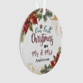 Onze eerste Kerstmis als de heer & mevrouw geperso Ornament (voorkant)