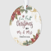 Onze eerste Kerstmis als de heer & mevrouw geperso Ornament (voorkant)