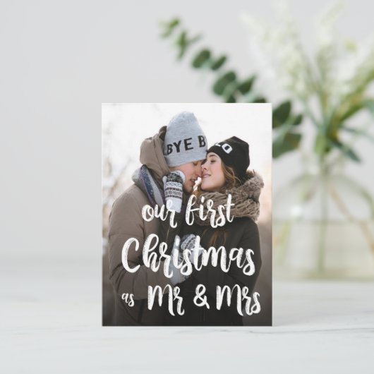 Onze eerste Kerstmis als de heer Mrs. Foto Holiday Feestdagenkaart (Staand voorkant)
