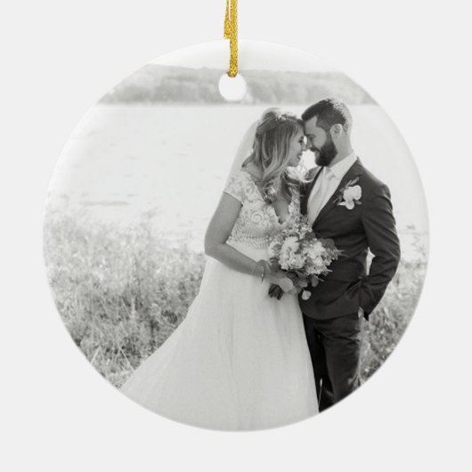 Onze eerste Kerstmis als de heer Mrs. Foto Keramisch Ornament (Achterkant)