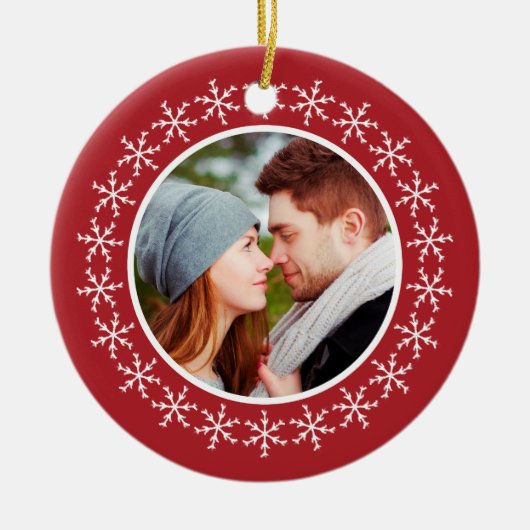 Onze eerste Kerstmis als de heer Snowflake Ornamen Keramisch Ornament (Voorkant)