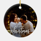 Onze eerste Kerstmis als een familie van 3 witte m Keramisch Ornament (Achterkant)