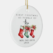 Onze Eerste Kerstmis als een familie van drie aang Keramisch Ornament (Rechts)