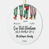 Onze Eerste Kerstmis als een familie van drie aang Keramisch Ornament (Links)