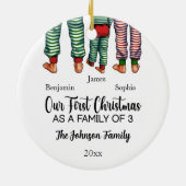 Onze Eerste Kerstmis als een familie van drie aang Keramisch Ornament (Achterkant)