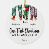 Onze Eerste Kerstmis als een familie van drie aang Keramisch Ornament (Voorkant)