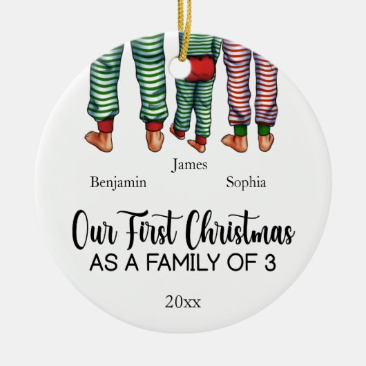 Onze Eerste Kerstmis als een familie van drie aang Keramisch Ornament (Voorkant)