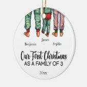 Onze Eerste Kerstmis als een familie van drie aang Keramisch Ornament (Links)