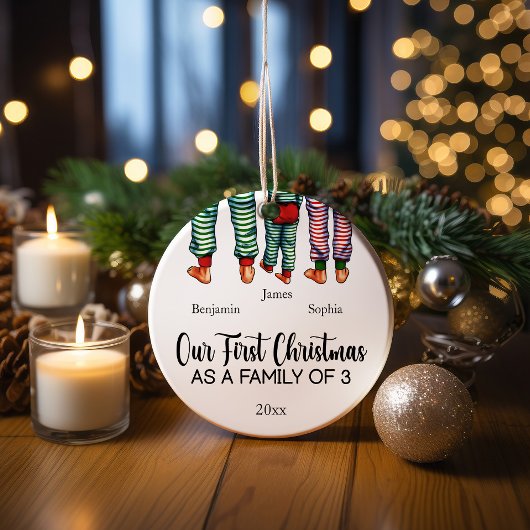 Onze Eerste Kerstmis als een familie van drie aang Keramisch Ornament