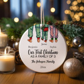 Onze Eerste Kerstmis als een familie van drie aang Keramisch Ornament