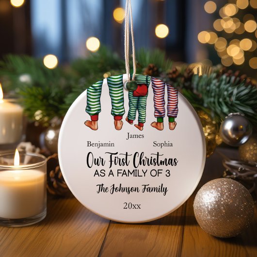 Onze Eerste Kerstmis als een familie van drie aang Keramisch Ornament