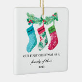 Onze Eerste Kerstmis als een Familie van Drie Keramisch Ornament (Rechts)