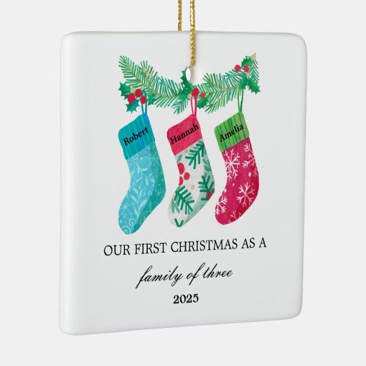 Onze Eerste Kerstmis als een Familie van Drie Keramisch Ornament (Rechts)