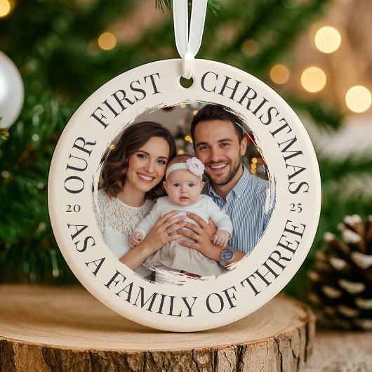 Onze Eerste Kerstmis als een Familie van Drie Keramisch Ornament