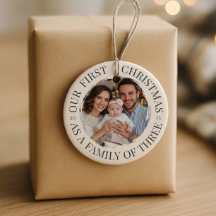 Onze Eerste Kerstmis als een Familie van Drie Keramisch Ornament