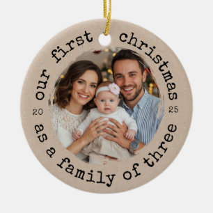 Onze Eerste Kerstmis als een Familie van Drie Keramisch Ornament