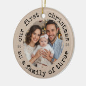 Onze Eerste Kerstmis als een Familie van Drie Keramisch Ornament (Links)