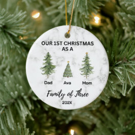 Onze Eerste Kerstmis als een Familie van Drie Keramisch Ornament