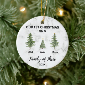 Onze Eerste Kerstmis als een Familie van Drie Keramisch Ornament