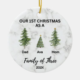 Onze Eerste Kerstmis als een Familie van Drie Keramisch Ornament