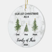 Onze Eerste Kerstmis als een Familie van Drie Keramisch Ornament (Links)