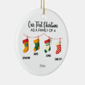 Onze eerste Kerstmis als een familie van vier spec Keramisch Ornament (Rechts)