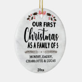 Onze eerste Kerstmis als een familie van vijf spec Keramisch Ornament (Rechts)
