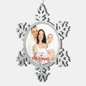 Onze eerste Kerstmis als een serie van 3 rood manu Tin Sneeuwvlok Ornament (Rechts)