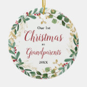 Onze eerste Kerstmis als elegante foto van grootou Keramisch Ornament (Voorkant)