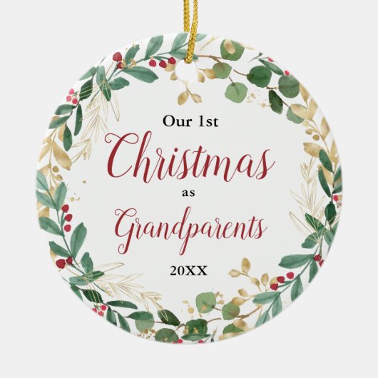 Onze eerste Kerstmis als elegante foto van grootou Keramisch Ornament (Voorkant)