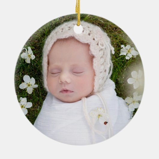 Onze eerste Kerstmis als elegante foto van grootou Keramisch Ornament (Achterkant)