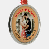 Onze eerste Kerstmis als extra naam fotodatum Metalen Ornament (Rechts)