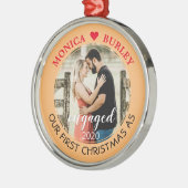 Onze eerste Kerstmis als extra naam fotodatum Metalen Ornament (Links)