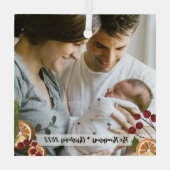 Onze eerste Kerstmis als familie Aangepaste fotogl Glas Ornament (Achterkant)