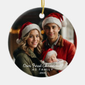 Onze eerste Kerstmis als Familie Foto Keramisch Ornament (Voorkant)